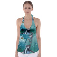 Awesome Seadragon Babydoll Tankini Top by FantasyWorld7