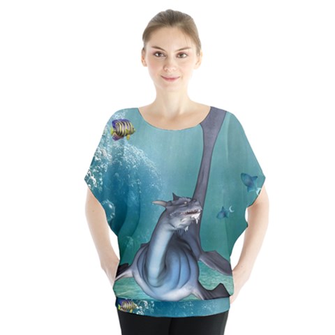 Awesome Seadragon Batwing Chiffon Blouse by FantasyWorld7