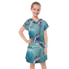 Awesome Seadragon Kids  Drop Waist Dress by FantasyWorld7