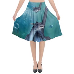 Awesome Seadragon Flared Midi Skirt by FantasyWorld7