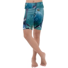 Awesome Seadragon Kids  Lightweight Velour Cropped Yoga Leggings by FantasyWorld7