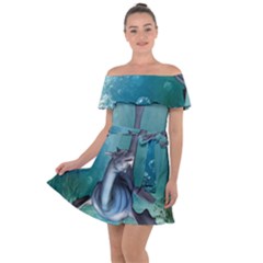 Awesome Seadragon Off Shoulder Velour Dress by FantasyWorld7