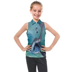 Awesome Seadragon Kids  Sleeveless Polo Tee