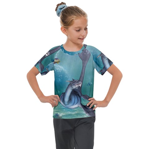 Awesome Seadragon Kids  Mesh Piece Tee by FantasyWorld7