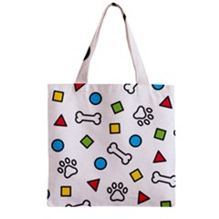 Dog Paw Seamless Pattern Footprint Bone Zipper Grocery Tote Bag by Vaneshart