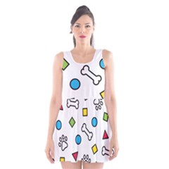 Dog Paw Seamless Pattern Footprint Bone Scoop Neck Skater Dress by Vaneshart