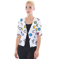 Dog Paw Seamless Pattern Footprint Bone Cropped Button Cardigan