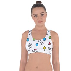 Dog Paw Seamless Pattern Footprint Bone Cross String Back Sports Bra by Vaneshart