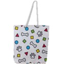 Dog Paw Seamless Pattern Footprint Bone Full Print Rope Handle Tote (Large) View1