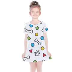 Dog Paw Seamless Pattern Footprint Bone Kids  Simple Cotton Dress by Vaneshart