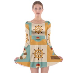 Nautical Elements Collection Long Sleeve Skater Dress by Vaneshart