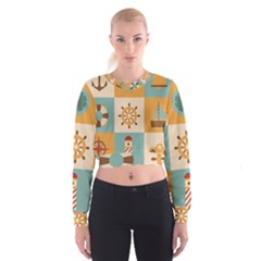 Nautical Elements Collection Cropped Sweatshirt by Vaneshart