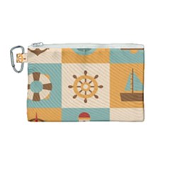 Nautical Elements Collection Canvas Cosmetic Bag (medium) by Vaneshart