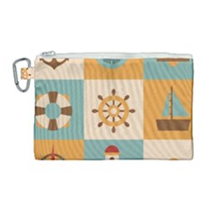 Nautical Elements Collection Canvas Cosmetic Bag (large) by Vaneshart