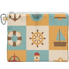 Nautical Elements Collection Canvas Cosmetic Bag (xxxl) by Vaneshart