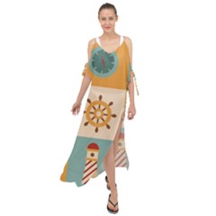 Nautical Elements Collection Maxi Chiffon Cover Up Dress by Vaneshart