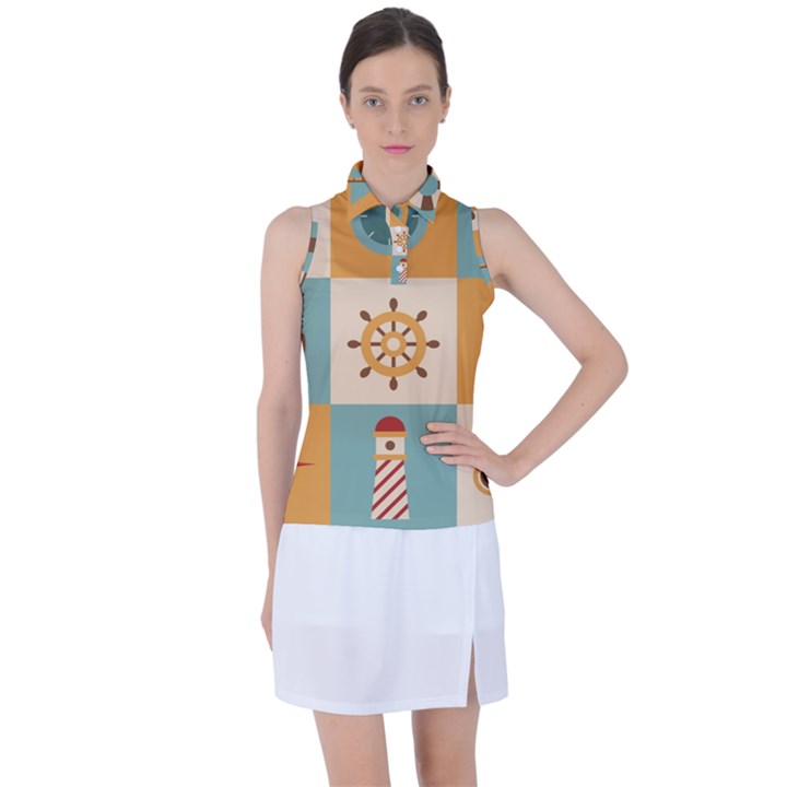 Nautical Elements Collection Women s Sleeveless Polo Tee