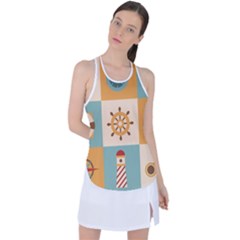 Nautical Elements Collection Racer Back Mesh Tank Top