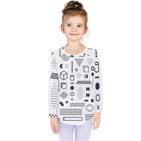 Pattern Hipster Abstract Form Geometric Line Variety Shapes Polkadots Fashion Style Seamless Kids  Long Sleeve Tee by Vaneshart