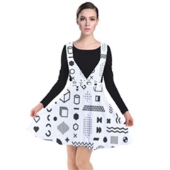 Pattern Hipster Abstract Form Geometric Line Variety Shapes Polkadots Fashion Style Seamless Plunge Pinafore Dress by Vaneshart