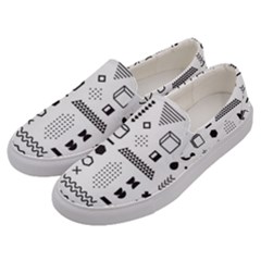 Pattern Hipster Abstract Form Geometric Line Variety Shapes Polkadots Fashion Style Seamless Men s Canvas Slip Ons by Vaneshart