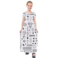 Pattern Hipster Abstract Form Geometric Line Variety Shapes Polkadots Fashion Style Seamless Kids  Short Sleeve Maxi Dress by Vaneshart