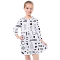 Pattern Hipster Abstract Form Geometric Line Variety Shapes Polkadots Fashion Style Seamless Kids  Quarter Sleeve Shirt Dress by Vaneshart