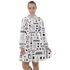 Pattern Hipster Abstract Form Geometric Line Variety Shapes Polkadots Fashion Style Seamless All Frills Chiffon Dress