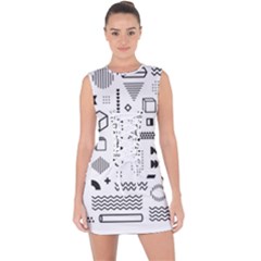 Pattern Hipster Abstract Form Geometric Line Variety Shapes Polkadots Fashion Style Seamless Lace Up Front Bodycon Dress