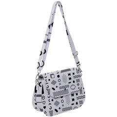 Pattern Hipster Abstract Form Geometric Line Variety Shapes Polkadots Fashion Style Seamless Saddle Handbag by Vaneshart