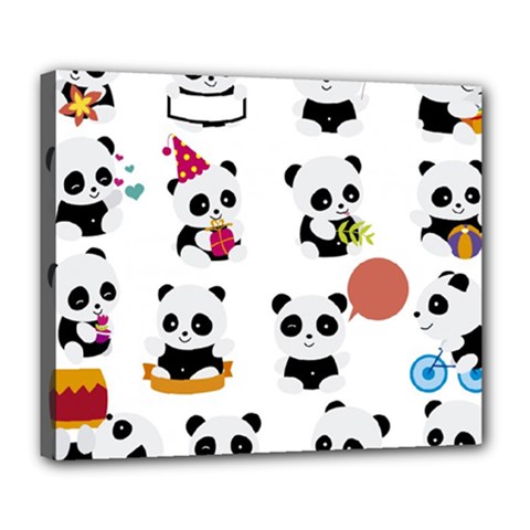 Playing Pandas Cartoons Deluxe Canvas 24  X 20  (stretched) by Vaneshart