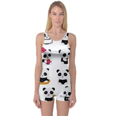 Playing Pandas Cartoons One Piece Boyleg Swimsuit by Vaneshart