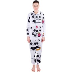 Playing Pandas Cartoons Hooded Jumpsuit (ladies)  by Vaneshart