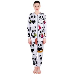 Playing Pandas Cartoons Onepiece Jumpsuit (ladies)  by Vaneshart