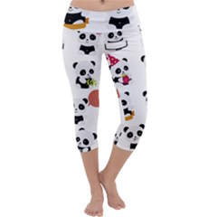 Playing Pandas Cartoons Capri Yoga Leggings by Vaneshart