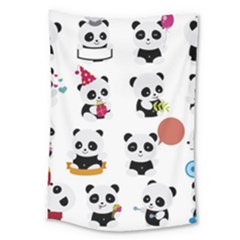 Playing Pandas Cartoons Large Tapestry by Vaneshart