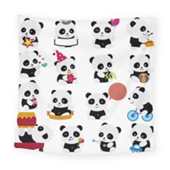 Playing Pandas Cartoons Square Tapestry (large) by Vaneshart