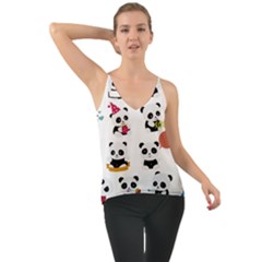 Playing Pandas Cartoons Chiffon Cami by Vaneshart