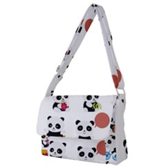 Playing Pandas Cartoons Full Print Messenger Bag (s) by Vaneshart