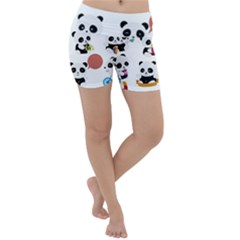 Playing Pandas Cartoons Lightweight Velour Yoga Shorts by Vaneshart