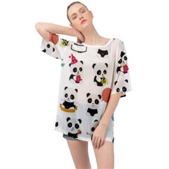 Playing Pandas Cartoons Oversized Chiffon Top by Vaneshart