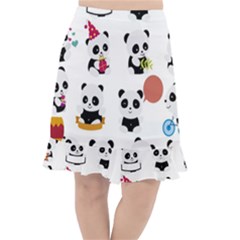 Playing Pandas Cartoons Fishtail Chiffon Skirt by Vaneshart