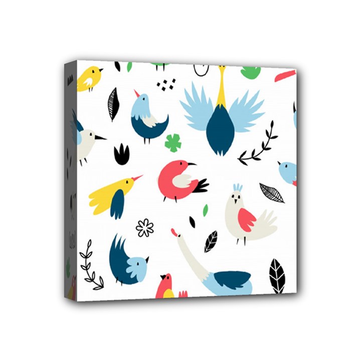 Vector Set Isolates With Cute Birds Scandinavian Style Mini Canvas 4  x 4  (Stretched)