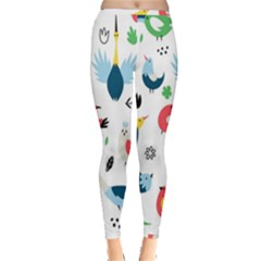 Vector Set Isolates With Cute Birds Scandinavian Style Inside Out Leggings by Vaneshart