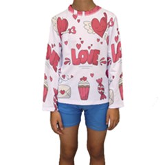 Hand Drawn Valentines Day Element Collection Kids  Long Sleeve Swimwear by Vaneshart