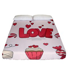 Hand Drawn Valentines Day Element Collection Fitted Sheet (queen Size) by Vaneshart