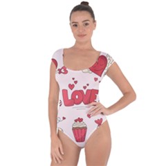 Hand Drawn Valentines Day Element Collection Short Sleeve Leotard  by Vaneshart