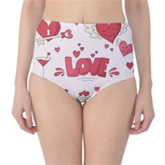 Hand Drawn Valentines Day Element Collection Classic High-waist Bikini Bottoms by Vaneshart