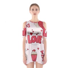 Hand Drawn Valentines Day Element Collection Shoulder Cutout One Piece Dress by Vaneshart