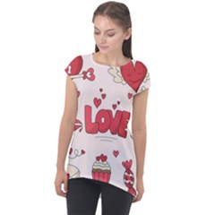 Hand Drawn Valentines Day Element Collection Cap Sleeve High Low Top by Vaneshart